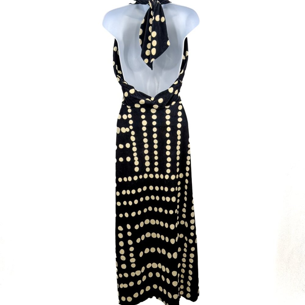Johanna Ortiz Equatoria Rhythms Midi Dress Black And Ecru Polka Dot Halter Neck - Picture 7 of 16